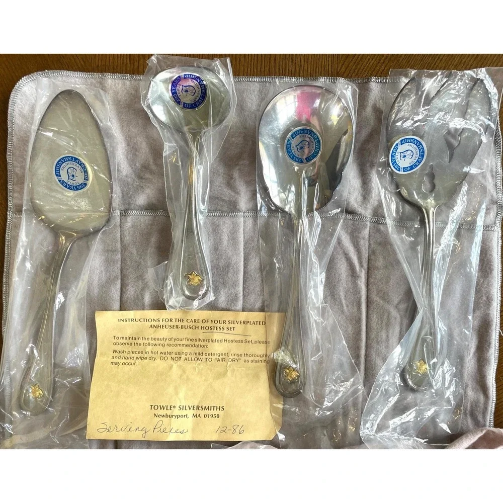 Towle Anheuser Busch Silverplate Flatware 5pc Service For 8 44pc NOS Sealed 80's